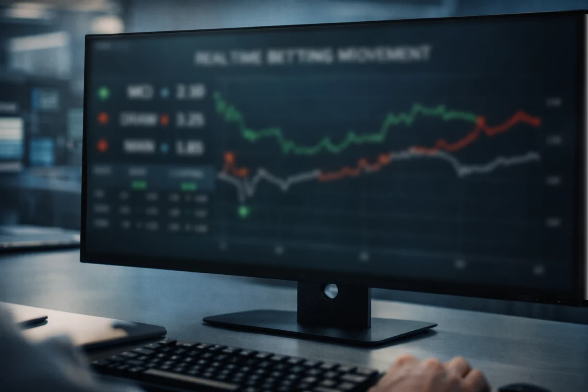 Trading screen showing real-time betting line movement and price changes