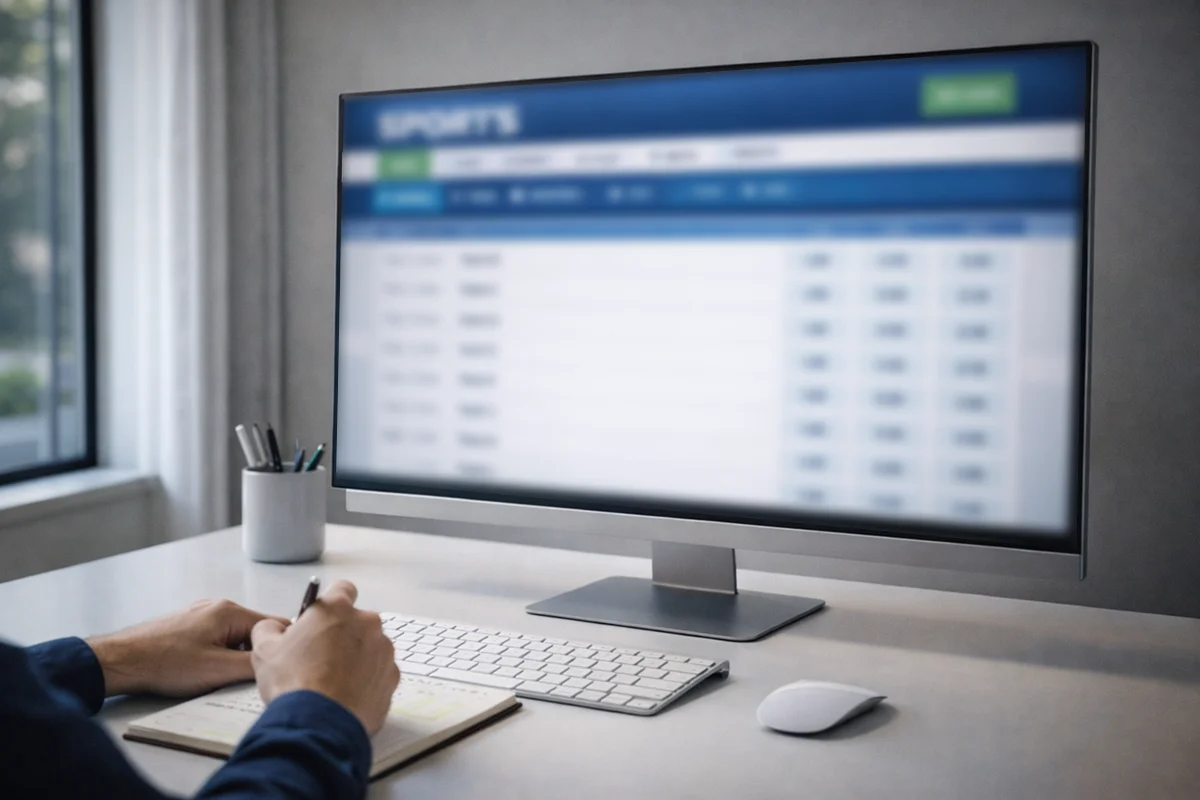 Computer monitor showing sports betting interface with decimal odds displayed